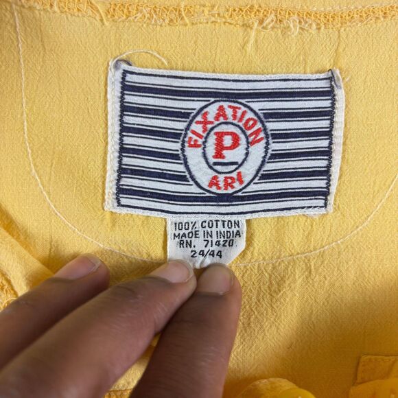 1970s yellow cotton blouse by Fixation Ari, size 24/44 vintage top/shirt - Picture 6 of 8
